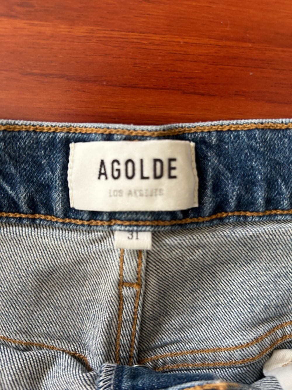 Agolde Washed Blue Slim Straight Jeans - Picture 2 of 6